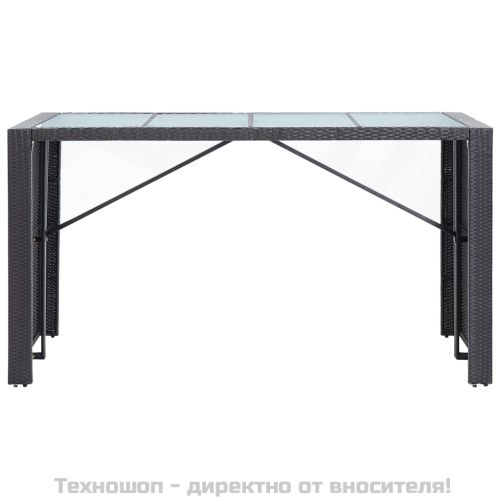 Градински бар комплект, 9 части, черен полиратан
