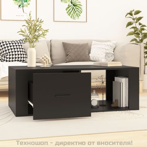 Кафе маса, черна, 100x50,5x35 см, инженерно дърво