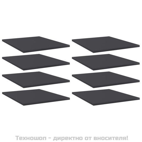 Рафтове за етажерка, 8 бр, сиви, 40x50x1,5 см, инженерно дърво