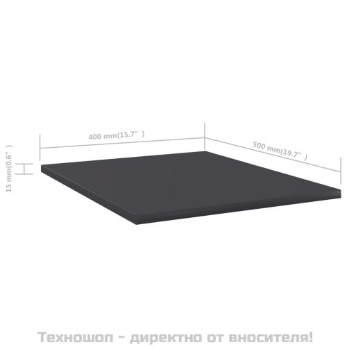 Рафтове за етажерка, 8 бр, сиви, 40x50x1,5 см, инженерно дърво