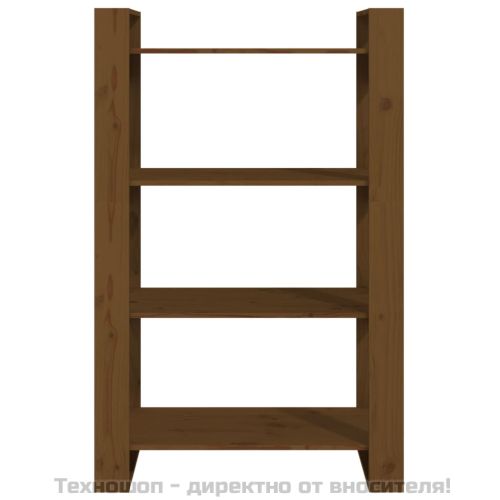 Библиотека/разделител за стая, меденокафява, 80x35x125 см, бор