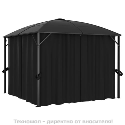 Градинска шатра със завеси, 300x300x265 см, антрацит