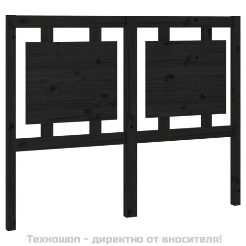 Горна табла за легло, черна, 125,5x4x100 см, бор масив