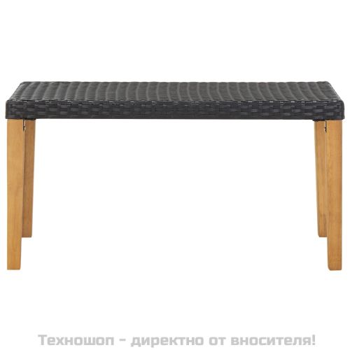 Градинска пейка, 120 см, черна, полиратан и акация масив