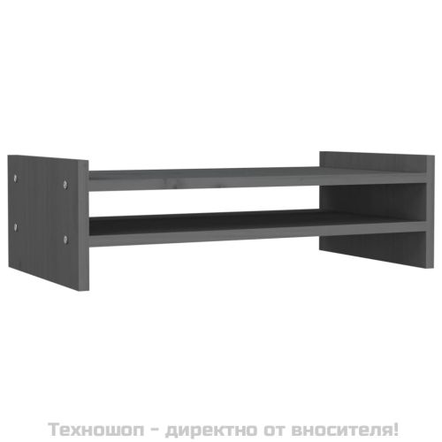 Поставка за монитор, сива, 50x27x15 см, бор масив