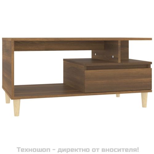 Маса за кафе, кафяв дъб, 90x49x45 см, инженерно дърво