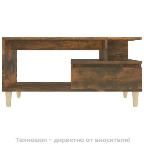 Кафе маса, опушен дъб, 90x49x45 см, инженерно дърво