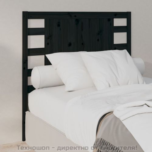 Табла за спалня, черна, 106x4x100 см, бор масив