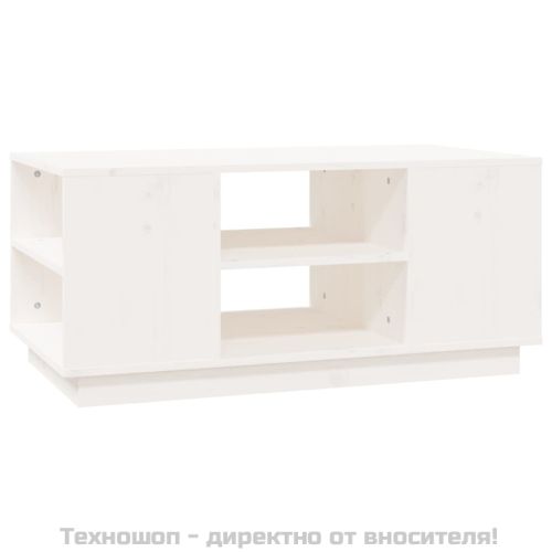 Кафе маса, бяла, 90x49x40,5 см, борово дърво масив
