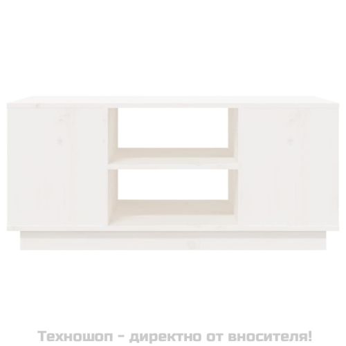 Кафе маса, бяла, 90x49x40,5 см, борово дърво масив