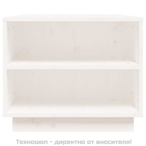 Кафе маса, бяла, 90x49x40,5 см, борово дърво масив