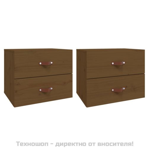 Нощни шкафчета за стенен монтаж 2 бр меденокафяви 50x36x40 см