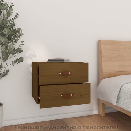 Нощно шкафче за стенен монтаж, меденокафяво, 50x36x40 см