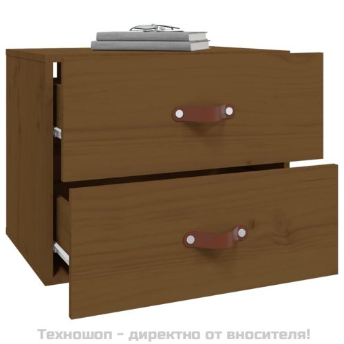 Нощно шкафче за стенен монтаж, меденокафяво, 50x36x40 см