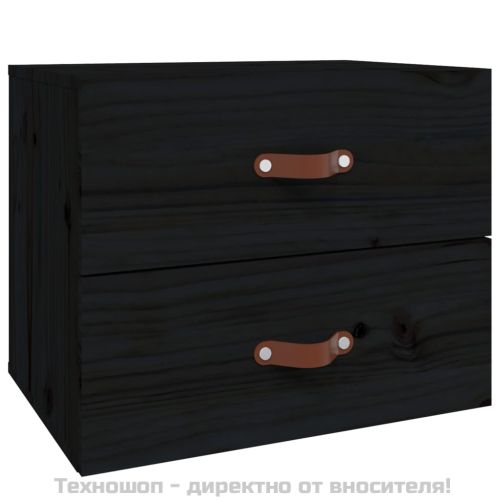 Нощно шкафче за стенен монтаж, черно, 50x36x40 см