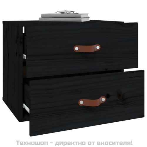 Нощно шкафче за стенен монтаж, черно, 50x36x40 см