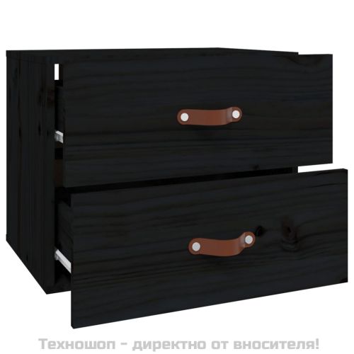 Нощно шкафче за стенен монтаж, черно, 50x36x40 см