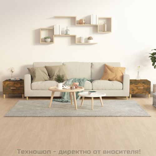 Кафе маси, 2 бр, опушен дъб, 50x50x40 см, инженерно дърво