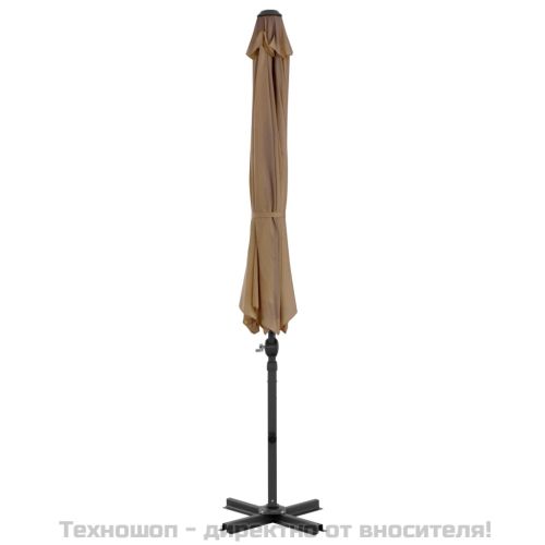 Конзолен градински чадър с алуминиев прът, таупе, 300 см