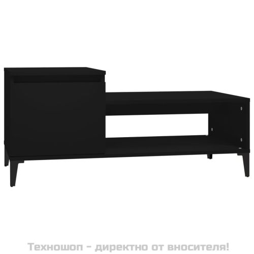 Маса за кафе, черна, 100x50x45 см, инженерно дърво