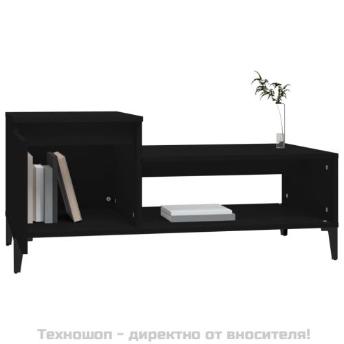 Маса за кафе, черна, 100x50x45 см, инженерно дърво