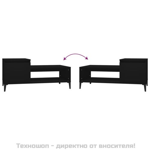 Маса за кафе, черна, 100x50x45 см, инженерно дърво