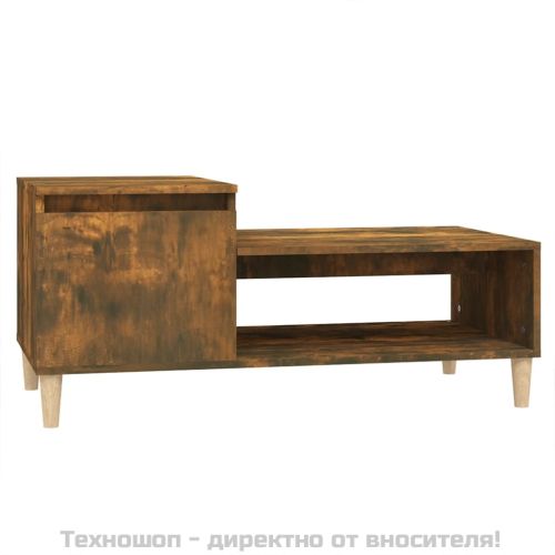 Кафе маса, опушен дъб, 100x50x45 см, инженерно дърво