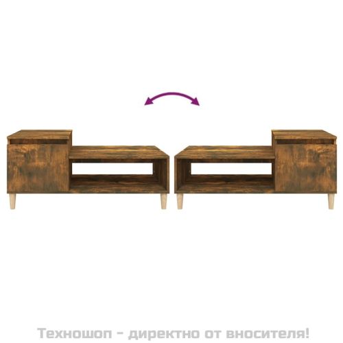 Кафе маса, опушен дъб, 100x50x45 см, инженерно дърво