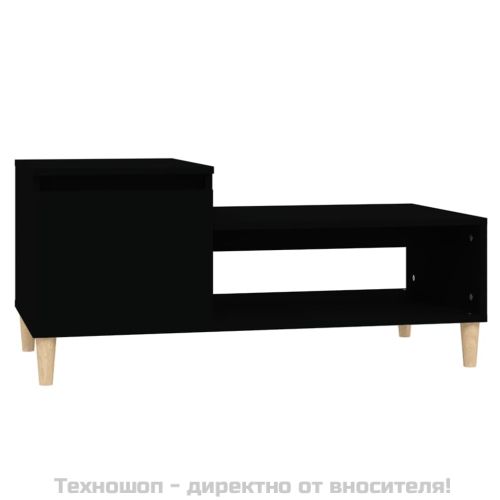 Маса за кафе, черна, 100x50x45 см, инженерно дърво