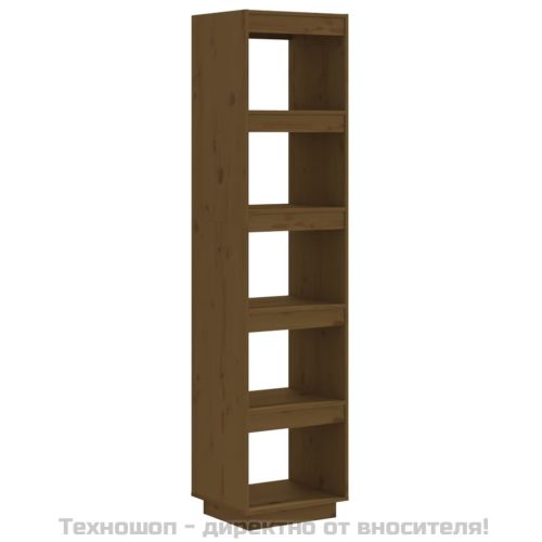 Библиотека/разделител за стая, меденокафява, 40x35x167 см, бор