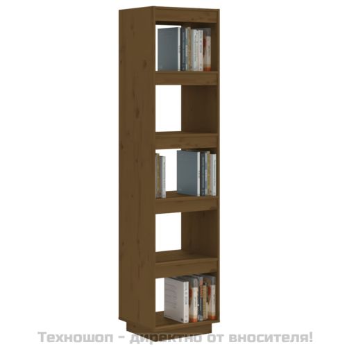 Библиотека/разделител за стая, меденокафява, 40x35x167 см, бор