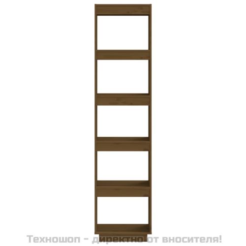 Библиотека/разделител за стая, меденокафява, 40x35x167 см, бор