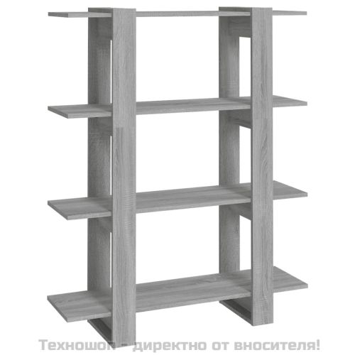 Библиотека/разделител за стая, сив сонома, 100x30x123,5 см