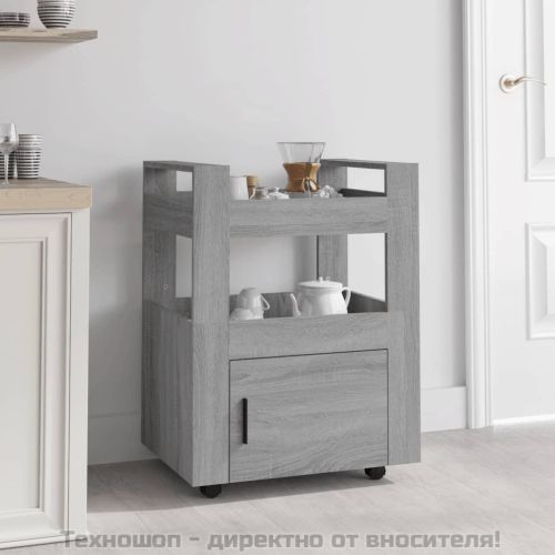 Кухненска количка, сив сонома, 60x45x80 см, инженерно дърво
