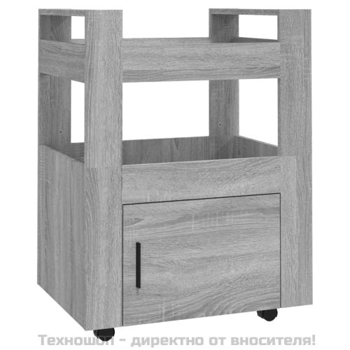 Кухненска количка, сив сонома, 60x45x80 см, инженерно дърво