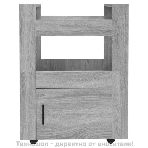 Кухненска количка, сив сонома, 60x45x80 см, инженерно дърво