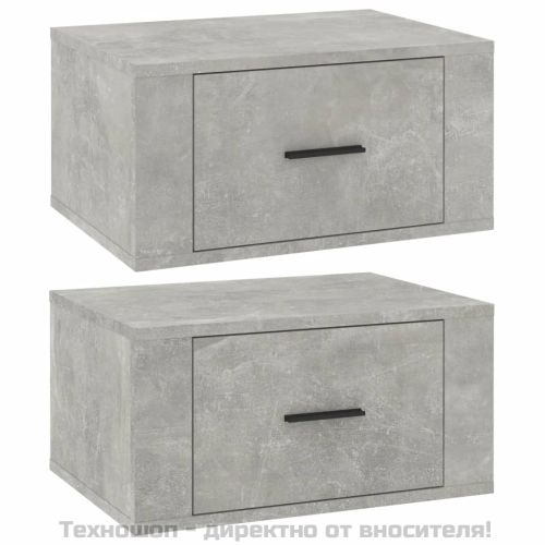 Нощни шкафчета за стенен монтаж 2 бр бетонно сиви 50x36x25 см