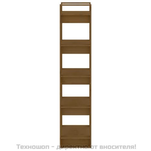 Библиотека/разделител за стая, меденокафява, 60x35x160 см, бор
