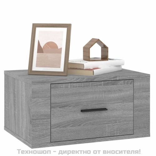 Нощни шкафчета за стенен монтаж, 2 бр, сив сонома, 50x36x25 см