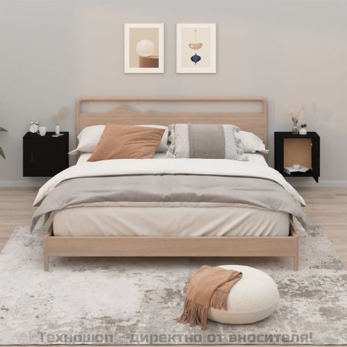 Нощни шкафчета за стенен монтаж, 2 бр, черни 50x30x47 см