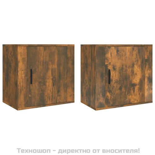Нощни шкафчета за стенен монтаж, 2 бр, опушен дъб, 50x30x47 см