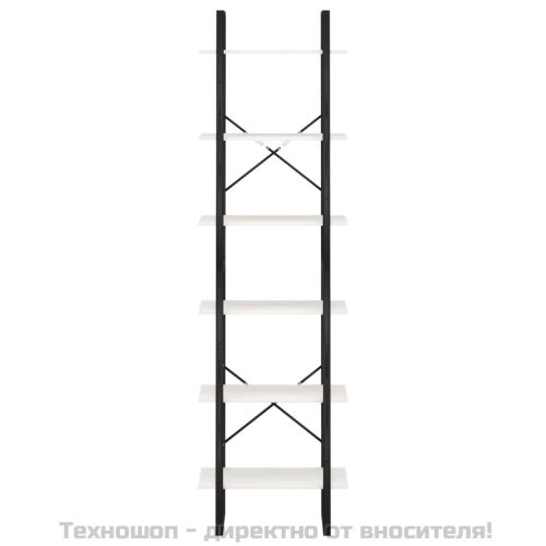 Етажерка, бяла, 60x30x210 см, борово дърво масив