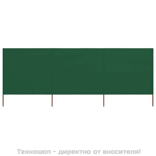 Параван против вятър от 3 панела, текстил, 400x80 см, зелен
