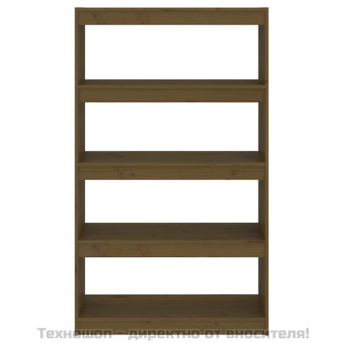 Библиотека/разделител за стая меденокафява 80x30x135,5 см бор