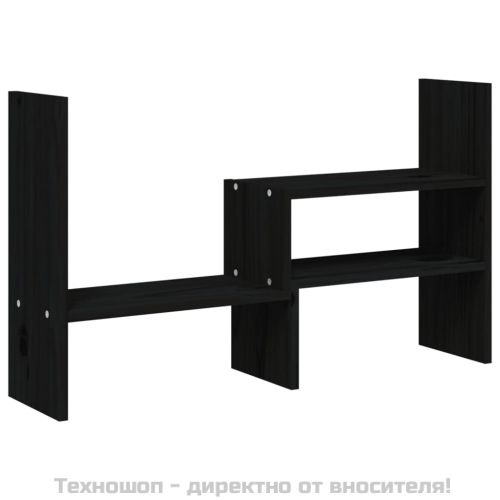 Поставка за монитор, черна, (39-72)x17x43 см, бор масив