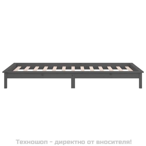 Рамка за легло с LED осветление сива 90x200 см масивно дърво