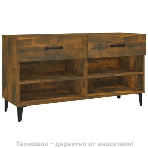 Шкаф за обувки, опушен дъб, 102x35x55 см, инженерно дърво