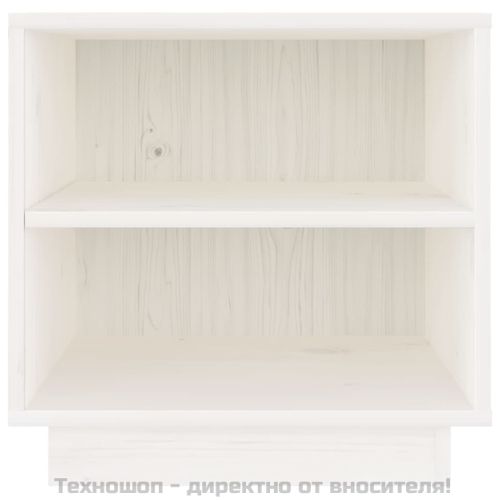 Нощно шкафче, бяло, 40x34x40 см, борово дърво масив