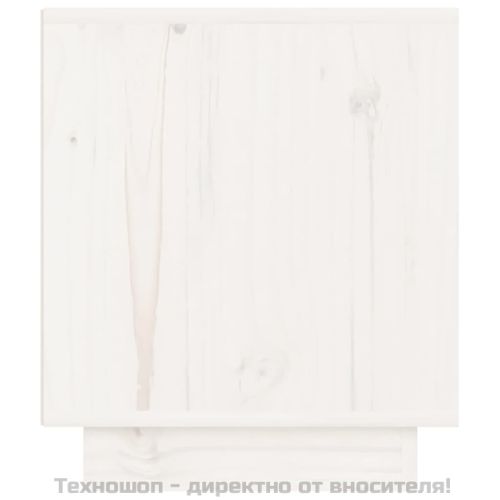 Нощно шкафче, бяло, 40x34x40 см, борово дърво масив