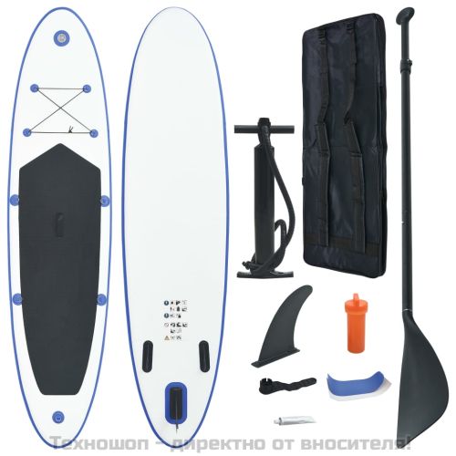 Стендъп падъл борд SUP сърфборд, надуваем, синьо и бяло